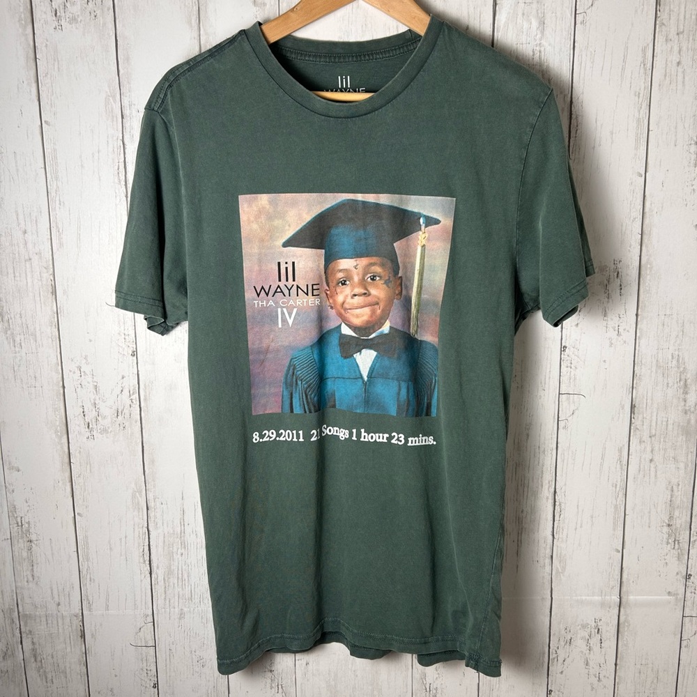 Lil Wayne Tha Carter IV Album Cover Tee | Green Graphic Band T-Shirt Men’s Small